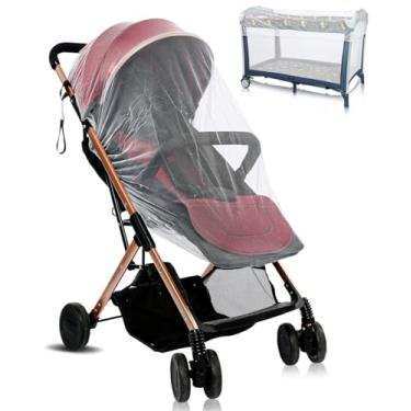 Imagem de Rede mosquiteira para carrinho de bebê | 2 peças pretas | AMORBASE Baby Bug Net tela de malha mantém insetos fora para carrinhos de bebê, berço, pacote N Plays, equipamento de viagem para acampamento