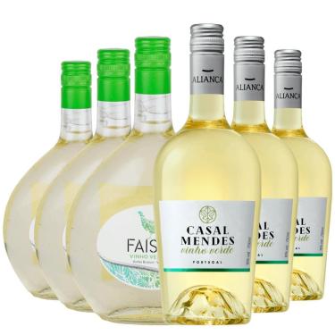 Imagem de Kit 3 Vinhos Casal Mendes Branco + 3 Vinhos Faisão Vinho Verde Kit Bloquinho De Rua 6 Vinhos Verdes