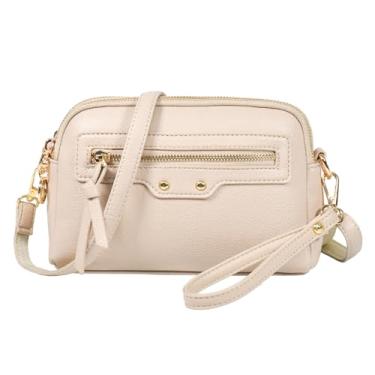 Imagem de LassZone Bolsa de ombro quadrada de couro PU feminina chique bolsa tiracolo bolsa feminina bolsa bolsa bolsa clutch moderna, Bege