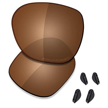 Imagem de SAUCER Lentes de reposição premium e protetores de nariz para Oakley Overtime OO9167 | Overtime Low Bridge Fit OO9210 Óculos de sol de alta definição - marrom âmbar polarizado