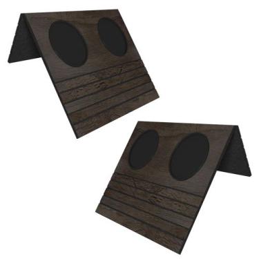 Imagem de Kit 02 Esteiras Bandeja Com Suporte Para Copos Para Sofá MDF Tabaco G2