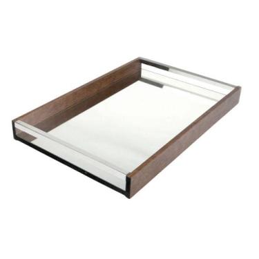 Imagem de Bandeja Espelhada Retangular Em Madeira Naturals Woodart 45x30cm Wolff