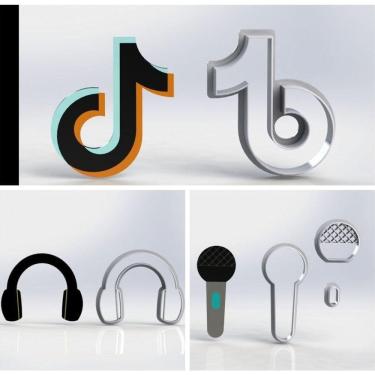 Imagem de Cortador Kit Tik Tok Fone e Micro Fone Tamanho 6cm