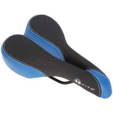 Imagem de Selim Tito Gel Mtb Vazado Sela Bike Bicicleta Preto / Azul