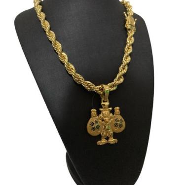 Imagem de Cordão Baiano 13mm + Pingente Tio Trevo - Banhado a Ouro - ToJoia18k