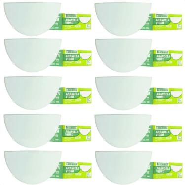 Imagem de Kit 10 Arandelas Taschibra Jurerê Vidro Meia Lua E27 Bivolt