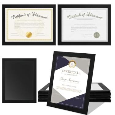 Imagem de Moldura de papel para diploma de 21 x 28 cm com janela de PVC de alta definição, porta-documentos, grau de certificado, porta-documentos, exibição de galeria, moldura de parede para mesa e parede (15