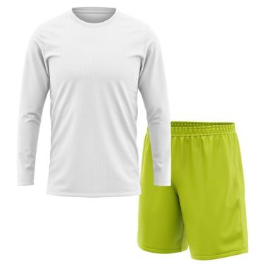 Imagem de Kit Calção Short Futebol Basquete Amarelo + Manga Longa Masculina Segunda Pele Dry-Masculino