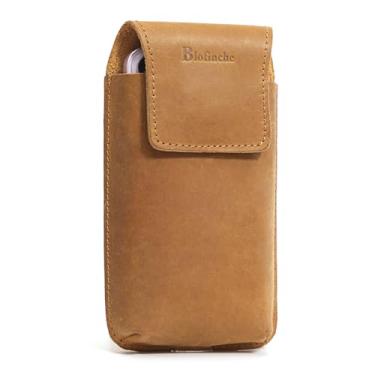 Imagem de Blofinche Coldre de telefone de couro genuíno para Galaxy S25 S24/S23/S21 FE 16/15/14/13/12 Pro Max & Plus (marrom)