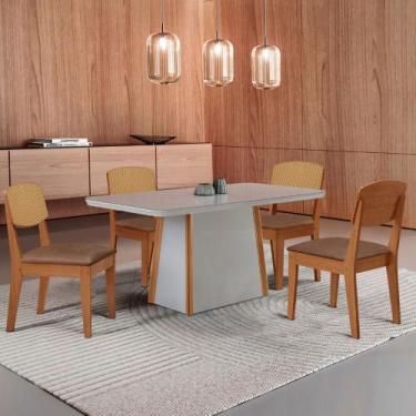 Imagem de Mesa de Jantar Diane 120cm Tampo MDF Vidro com 4 Cadeiras Copper Premi