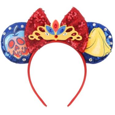 Imagem de CLGIFT Orelhas de princesa Minnie, escolha sua cor, flor, floral, roxo brilhante rato (maçã envenenada branco neve)