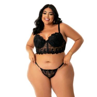 Imagem de Conjunto Lingerie Plus Size Sensual Calcinha Sensual Sutiã Bojo - Isys