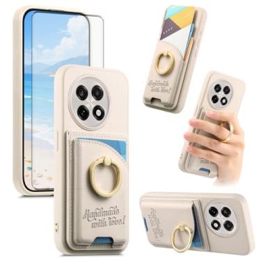 Imagem de Asuwish Capa de telefone para OnePlus 13R 5G capa carteira com protetor de tela de vidro temperado e suporte de cartão de crédito de couro PU anel suporte acessórios celular One+ 13 R R15 mulheres