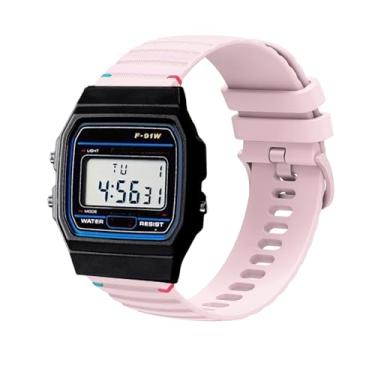 Imagem de Pulseira de relógio F-91W, Lamshaw 18 mm, 22 mm, pulseira de substituição de silicone respirável de liberação rápida compatível com Casio W-217H, W-218H, W-219H, F-91W, A158WA, A168WA, A700W-1, A700WM