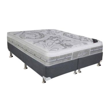 Imagem de Cama Box King: Colchão Molas  Ensacadas Castor Super Luxo Látex Push + Base CRC Suede Gray (193x203)