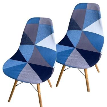 Imagem de Kit 2 Capa de Cadeira Charles Eames Eiffel Pé Palito Malha Estampada -