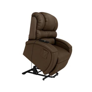 Imagem de Poltrona Imperial Reclinável Motorizada com Sistema Lift Couríssimo Império Estofados (MARROM 867)