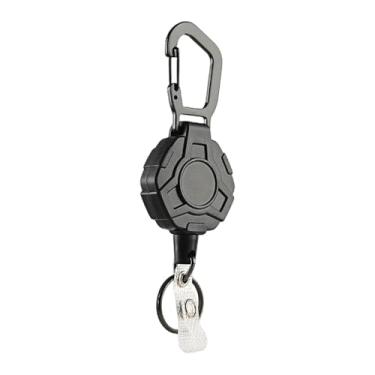 Imagem de Colaxi Chaveiro retrátil com clipe para distintivo, acessório portátil com cabo de aço de 23,62 polegadas, porta-distintivo para e acampamento
