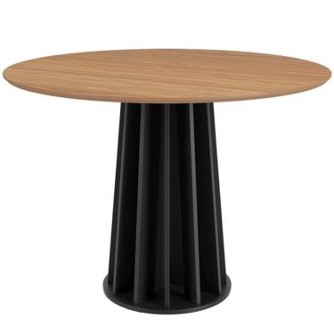 Imagem de Mesa De Jantar Redonda Pés Ripado Orgânico 105cm Ceci D03 Freijó Preto Fosco - Lyam Decor