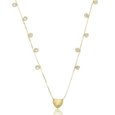Imagem de Corrente Veneziana 45cm Ouro 18k 750 Coração Zircônias Brancas