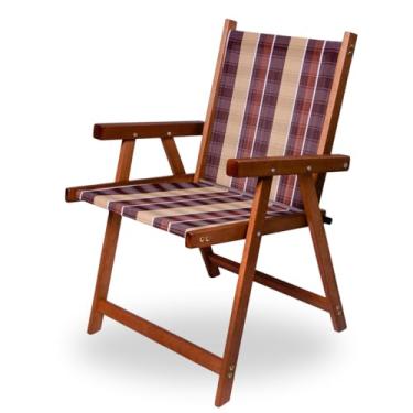 Imagem de Cadeira de Madeira Dobrável para Jardim Varanda Piscina e Sacada | Resistente até 120kg | Conforto Ergonômico | Estrutura Natural Durável | 81cm x 42cm x 54cm