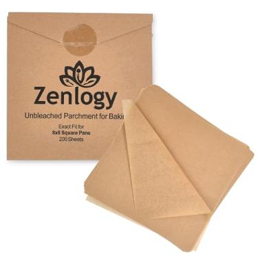 Imagem de Lençóis de papel Zenlogy 8x8 (200) – Unbleacked, High Heat Baking e Exact Fit para suas panelas quadradas de 20,32 cm com conveniente caixa de armazenamento