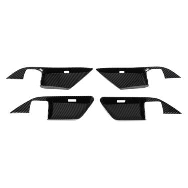 Imagem de Hihaha Acabamento da tampa da maçaneta da porta interior para Toyota Camry 2024-2025 Maçaneta interna acabamento de moldura fibra de carbono ABS preto 4 peças