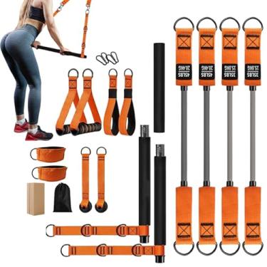 Imagem de Kit de Barra de Pilates com Faixas de Resistência | Equipamento de Fitness Multifuncional - Equipamento De Treino Muscular Para Agachamentos, Ginásio Em Casa, Iniciantes, Atletas, Ombros, Pescoço,