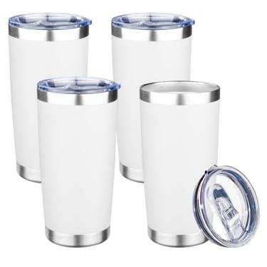 Imagem de FLIFQI Copo de 590 ml com tampa de parede dupla isolado a vácuo caneca de café de viagem copo térmico de aço inoxidável revestido em pó copo de café resistente a granel para bebidas quentes e frias