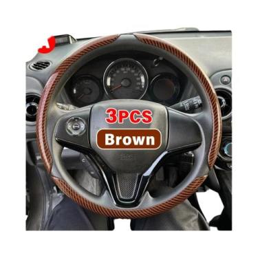 Imagem de Capa De Volante De Carro Em Fibra De Carbono Brilhante De 38cm Para In