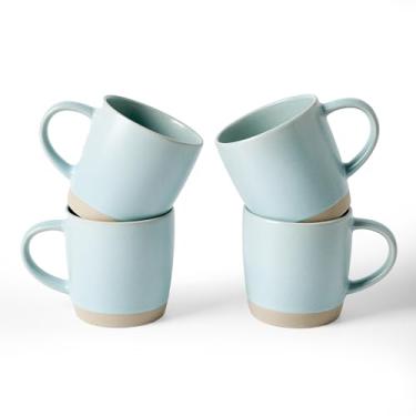 Imagem de famiware Conjunto de 4 canecas de café, conjunto de canecas Milkyway 368 g, conjunto de copos de cerâmica com alça para café, chá, cacau, leite, azul claro