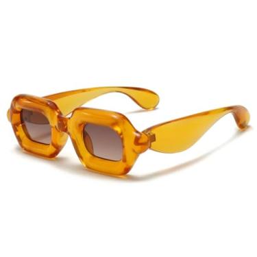 Imagem de VFDHN Óculos de sol retrô fashion punk festa feminino masculino vintage uv400 para áreas externas (laranja marrom)
