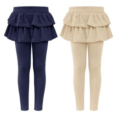 Imagem de Leggings HoeVou Girls para crianças com saia de 2 a 14 anos, azul mari