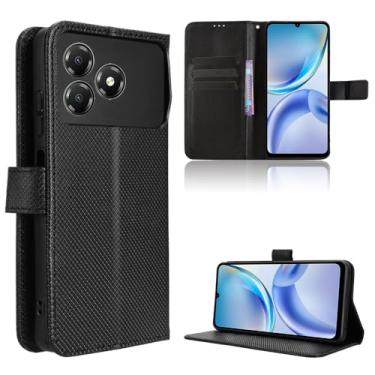 Imagem de Elubugod Capa de couro compatível com ZTE Blade A36 4G, capa flip de couro PU compatível com Nubia A36 4G capa preta