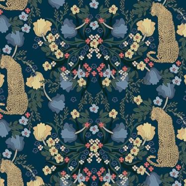 Imagem de ReWallpaper Papel de parede floral azul escuro de 17,5 pol. × 23 m, papel de parede de animal removível para quarto