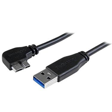 Imagem de StarTech.com cabo micro USB 3.0 M/M slim de 1 m - USB 3.1 Gen 1 (5Gbps).3, Conector com ângulo esquerdo, Preto, 20in / 50cm