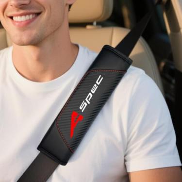 Imagem de HUIANTS 2 peças almofadas de cinto de segurança de couro de fibra de carbono almofada de ombro macia para acessórios RLX/MDX/ZDX/TLX/TL/RDX A SPEC, almofadas de cinto de segurança de carro (para uma