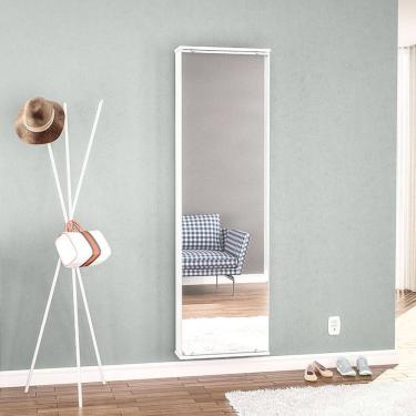 Imagem de Sapateira Itabuna Suspensa 1 Porta com Espelho 6 Prateleiras Branco Politorno Móveis