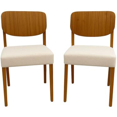 Imagem de Kit 2 Cadeiras Barcelona em Linho Madeira HR Cor Bege