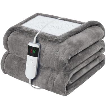 Imagem de DANENOSA Cobertor elétrico aquecido tamanho 127 x 152 cm, flanela macia e cobertor elétrico sherpa com 10 níveis de aquecimento, desliga automaticamente após 8h com proteção contra superaquecimento