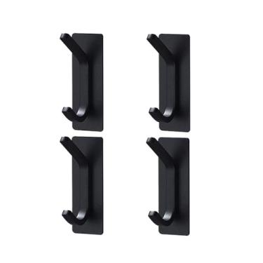 Imagem de Gancho para toalhas de banheiro de aço inoxidável, 4 a 20 peças, sem perfuração, à prova de ferrugem, cabide de parede resistente, preto e branco, gancho para roupão, preto, 4 peças