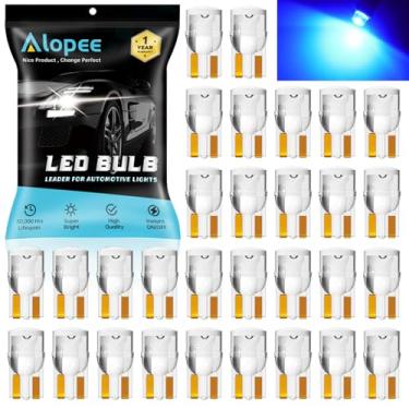 Imagem de Alopee Pacote com 30 lâmpadas LED azul 194 acrílico T10 lâmpadas de amendoim DC 12V substituição interior de carro para 194 168 T10 2825 W5W luz de painel luz de placa de carro