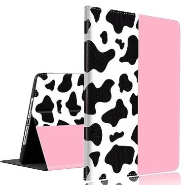 Imagem de Capa para iPad mini 6 (8,3 polegadas, modelo 2021), iPad mini 6ª geração, capa dobrável de encaixe fino com hibernar/despertar automático para iPad mini 6ª geração 2021, estampa de vaca e rosa