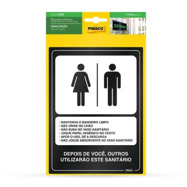 Imagem de Etiqueta sinalização Conservação Banheiro Unissex Pimaco