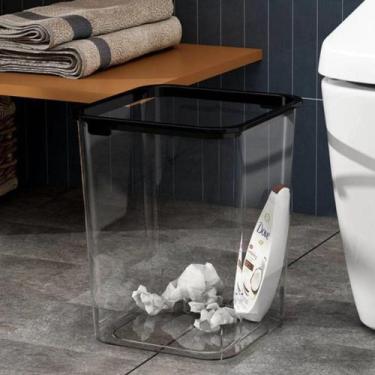 Imagem de Lixeira de Plástico Redonda Sujeira Organiza Cesto Papel higiene escri