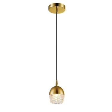 Imagem de Pendente Dourado Vidro Transparente 14cm 1G9 PE-038/1 Mais Luz - MAISL