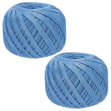 Imagem de FREEBLOSS 2 rolos de linha de crochê tamanho 10 fios de crochê para tricô manual/crochê (cerca de 500 metros) azul bebê