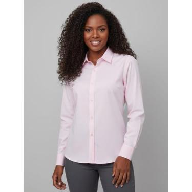Imagem de Camisa Social Feminino Manga Longa Slim Rosa Bebê - Pthirillo, G