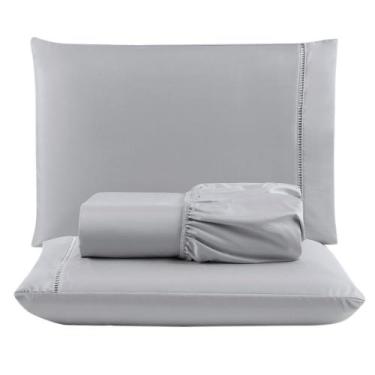 Imagem de Jogo de Cama Lençol Casal 3 Peças 100% Algodão Percal 200 Fios - gaby 