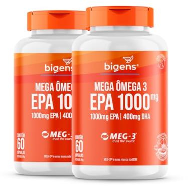 Imagem de Mega Omega 3, EPA 1000mg + DHA 400mg, Certificado Meg-3, 60 cápsulas, Bigens (Kit 2, Sem Vitamina E)
